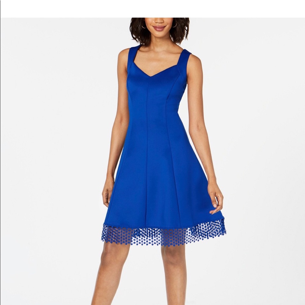Blue Fit and Flare Donna Ricco Dress